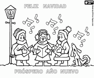 Children Christmas Carols,in Spanish coloring page printable game