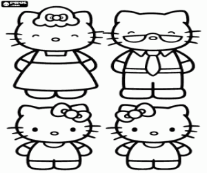 The family of Hello Kitty coloring page printable game