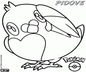 Pidove, a black and white pokemon coloring page printable game